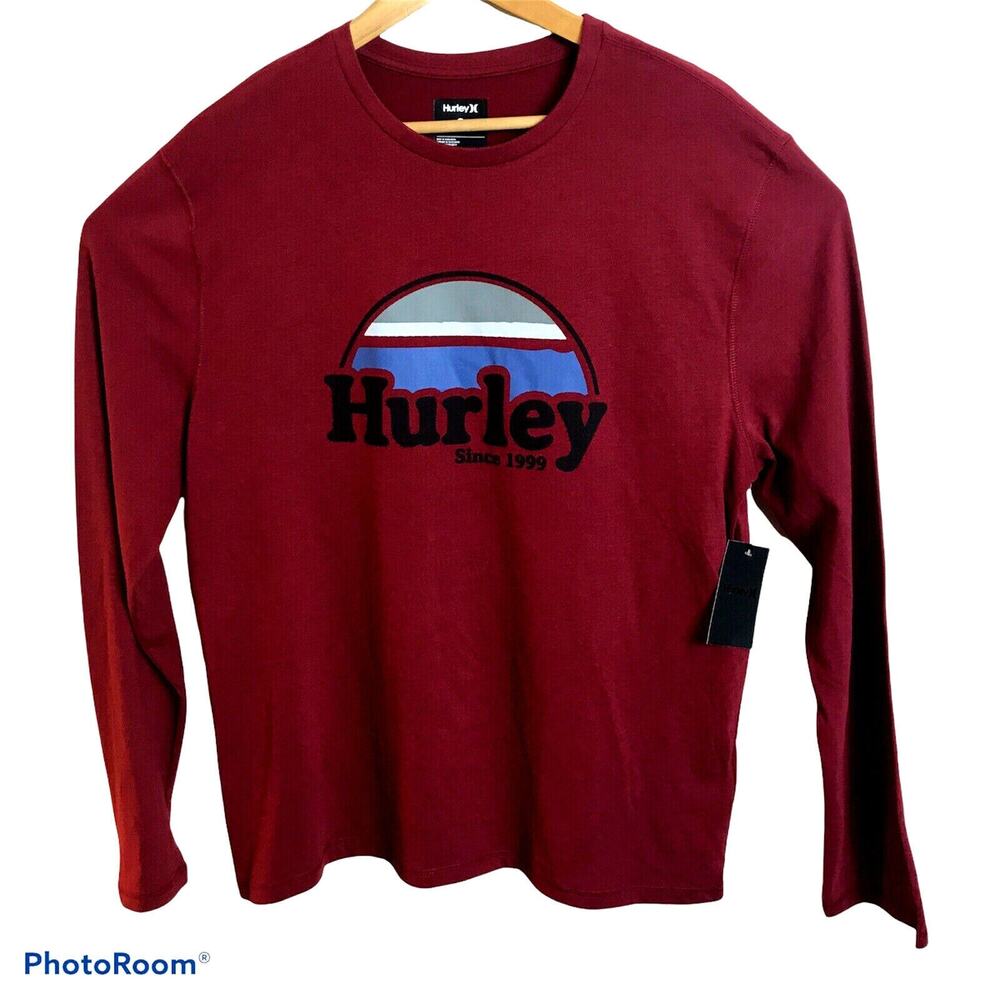 Hurley Mens Medium Long Sleeve Rise & Jam Jersey Red Burgundy T-Shirt Tee $32 - Picture 3 of 5